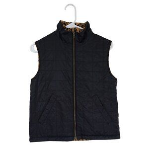 RAVE 4 REAL Puffe Y2K Vest Leopard Trim Quilted Lightweight Outerwear Reversible